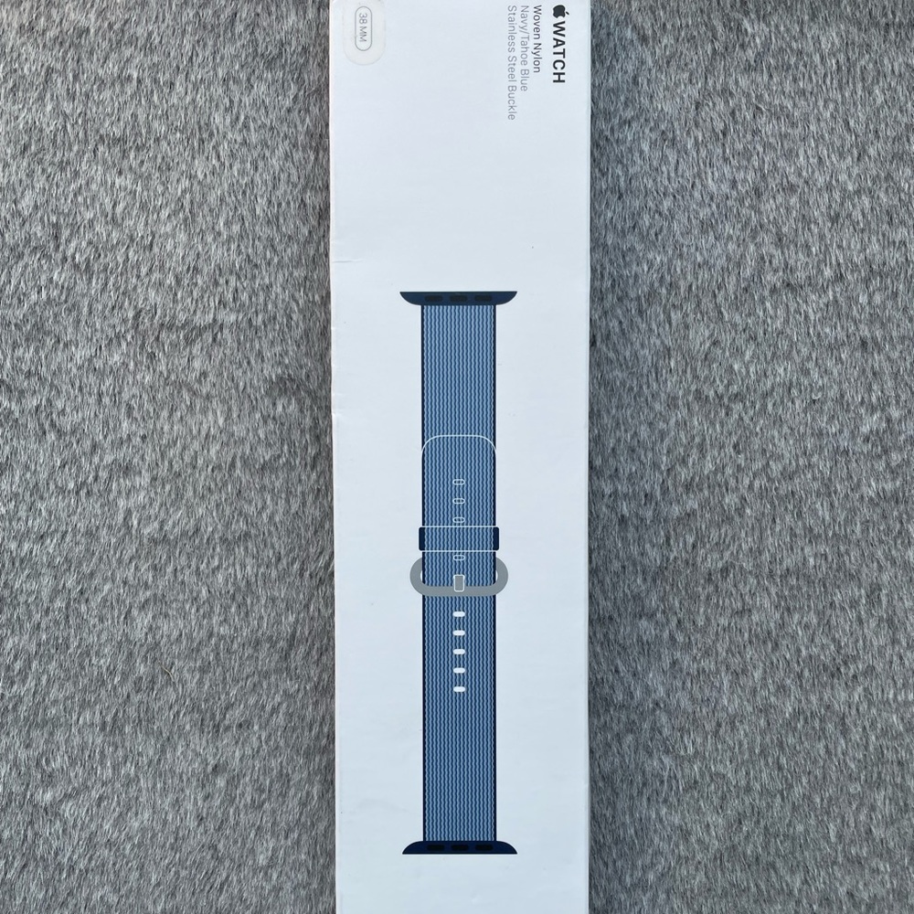 Genuine Apple Brand Watch Band NEW Navy Tahoe Blue Woven Nylon 38mm